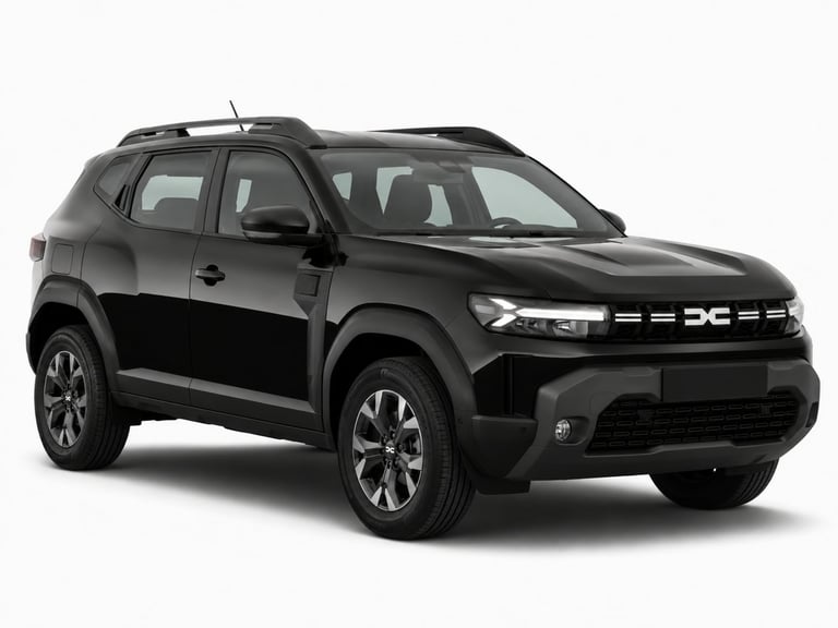 Black compact SUV with LED headlights and modern grille design shown against white background